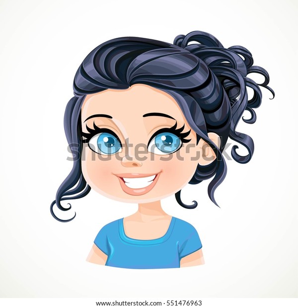 Beautiful Brunette Girl Long Black Wavy Stock Vector Royalty Free