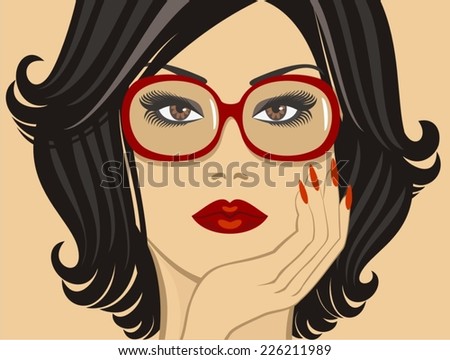 beautiful brunette in glasses
