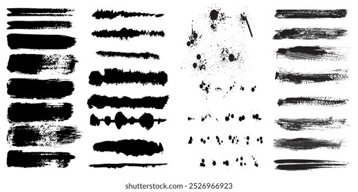 Hermosa colección de Vector de pincel. Elementos Grunge - Pinceladas, pinceles de tinta, líneas grunge.