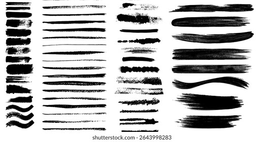 Bela coleção de vetor escovas. Elementos Grunge - traçados de pincel, pincéis de tinta, linhas grunge. Caixa de texto Retângulo para mídia social e rede. vetor	