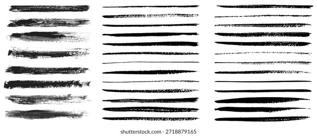 Bela coleção de vetor escovas. Elementos Grunge - traçados de pincel, pincéis de tinta, linhas grunge. Caixa de texto Retângulo para mídia social e rede. vetor