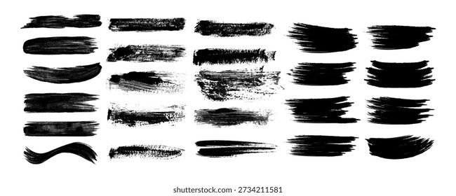 Coleção de vetores de Pincéis bonitos. Grunge Elements - Pinceladas, pincéis de tinta, linhas grunge. Caixa de texto retângulo para mídia social e vetor de rede.
