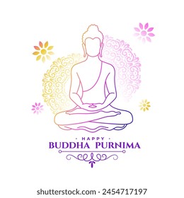 beautiful buddha or guru purnima event background in line art vector