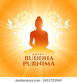 beautiful buddha or guru purnima religious background with light effect vector