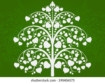 Beautiful Buddha tree art pattern on a green background