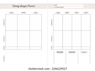 Beautiful budget planner template weekly, fashion