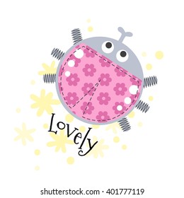 Beautiful Bug lovely vector card, T-shirt design 