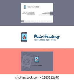 Beautiful Bug on a smartphone  Logo and business card. vertical Design Vector