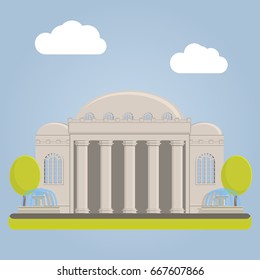 Beautiful building with columns, vector illustration