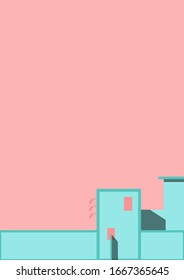 it is a beautiful building on a pink background