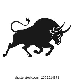 A beautiful bull silhoutte illustration art design with a white backraund