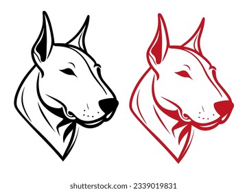 Beautiful bull terrier logo. Vetor illustration.