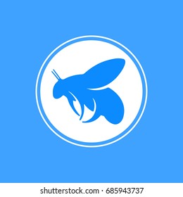 Beautiful bumblebee logo in circle vector illustration on blue background