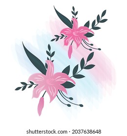 Schöne Blumenbündel, Vektorgrafik. Blumendesign-Hochzeitseinladung  