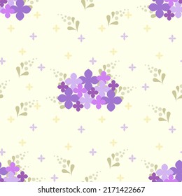 A beautiful bunch of lovely purple flowers on background with bouquet of leaves, it is a seamless pattern that looks attractive and valuable.