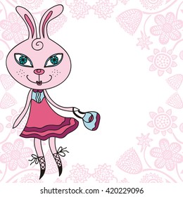 Beautiful bunny cute cartoon vector illustration