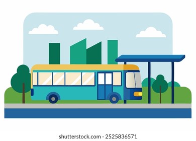 A beautiful bus vector art in white background illustration.