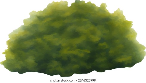 Beautiful Bushes Hand Drawn Watercolor Painting