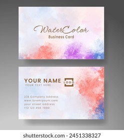 Beautiful business card template with watercolor