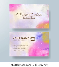 Beautiful business card template with watercolor
