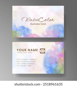 Beautiful business card template with watercolor