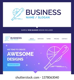 Beautiful Business Concept Brand Name baseball, basket, ball, game, fun Logo Design and Pink and Blue background Website Header Design template. Place for Slogan / Tagline. Exclusive Website banner an
