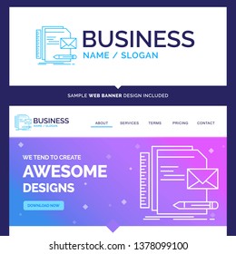 Beautiful Business Concept Brand Name Brand, company, identity, letter, presentation Logo Design and Pink and Blue background Website Header Design template. Place for Slogan / Tagline. Exclusive Webs