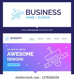Beautiful Business Concept Brand Name satellite, antenna, radar, space, Signal Logo Design and Pink and Blue background Website Header Design template. Place for Slogan / Tagline. Exclusive Website ba