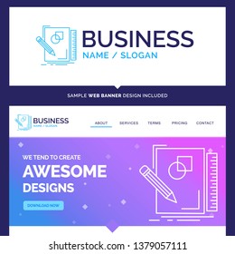 Beautiful Business Concept Brand Name sketch, sketching, design, draw, geometry Logo Design and Pink and Blue background Website Header Design template. Place for Slogan / Tagline. Exclusive Website b