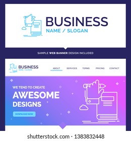 Beautiful Business Concept Brand Name education, knowledge, learning, progress, growth Logo Design and Pink and Blue background Website Header Design template. Place for Slogan / Tagline. Exclusive We