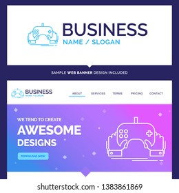 Beautiful Business Concept Brand Name game, gaming, mobile, entertainment, app Logo Design and Pink and Blue background Website Header Design template. Place for Slogan / Tagline. Exclusive Website ba