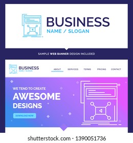 Beautiful Business Concept Brand Name Marketing, page, video, web, website Logo Design and Pink and Blue background Website Header Design template. Place for Slogan / Tagline. Exclusive Website banner