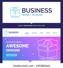 Beautiful Business Concept Brand Name upload, performance, productivity, progress, work Logo Design and Pink and Blue background Website Header Design template. Place for Slogan / Tagline. Exclusive W