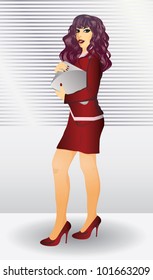 Beautiful business girl , vector illustration