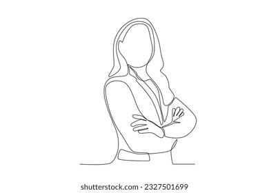 A beautiful business woman. Businesswoman one-line drawing