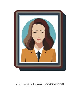 Beautiful business woman character portrait. Flat vector design.