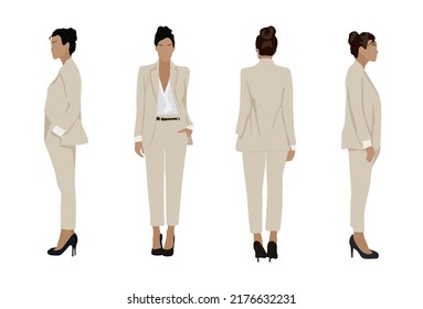 Vector illustration of corporate dress code, Group of business people,  Professional man and woman in formal clothes isolated on color  background.