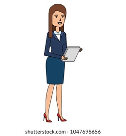 beautiful businesswoman with documents avatar character