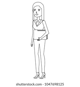 beautiful businesswoman with folder avatar character