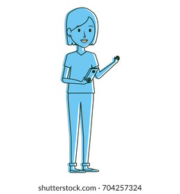 beautiful businesswoman with smartphone avatar