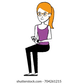 beautiful businesswoman with smartphone avatar