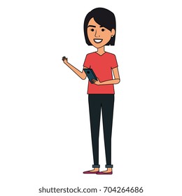 beautiful businesswoman with smartphone avatar