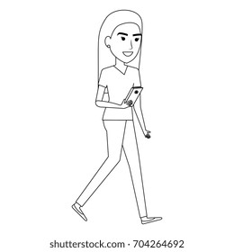beautiful businesswoman with smartphone avatar