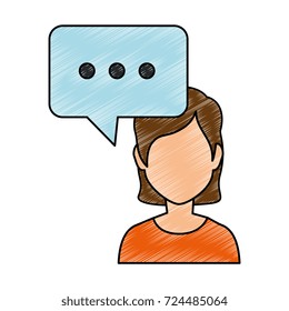 beautiful businesswoman with speech bubble avatar character