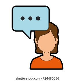 beautiful businesswoman with speech bubble avatar character
