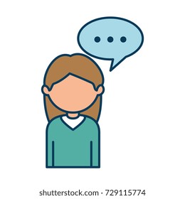 beautiful businesswoman with speech bubble avatar character