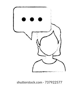 beautiful businesswoman with speech bubble avatar character