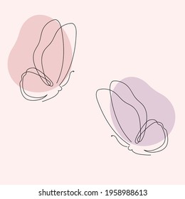 Beautiful butterfles in line art style with abstract shapes. Vector illustrations for decoration, graphic design, logo.