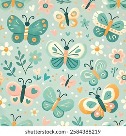 Beautiful Butterflies Background Print Design