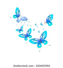 beautiful butterflies.  blue. isolated on a white.